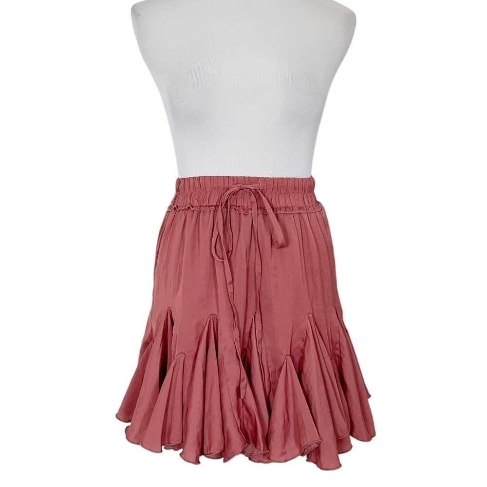 Indikah Hello Molly Flare Pleated Mini Skirt Women’s XS Pink Elastic Waist